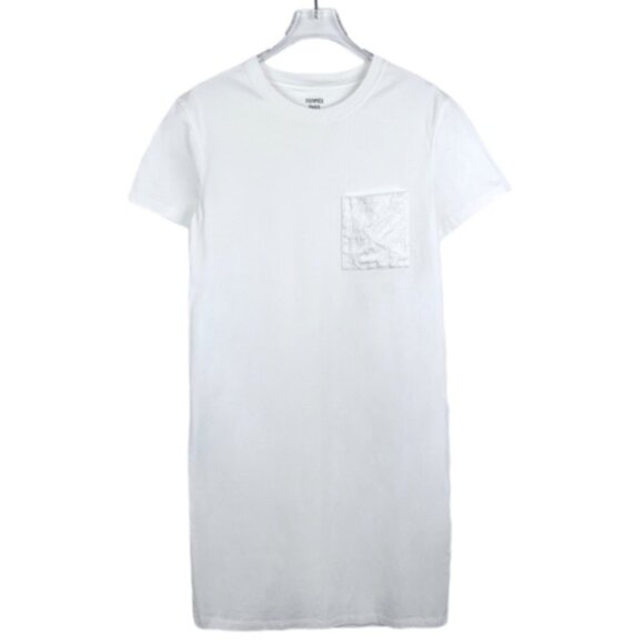 Hermes White Cotton Straight-Cut Short-Sleeve Dress - Picture 1 of 7